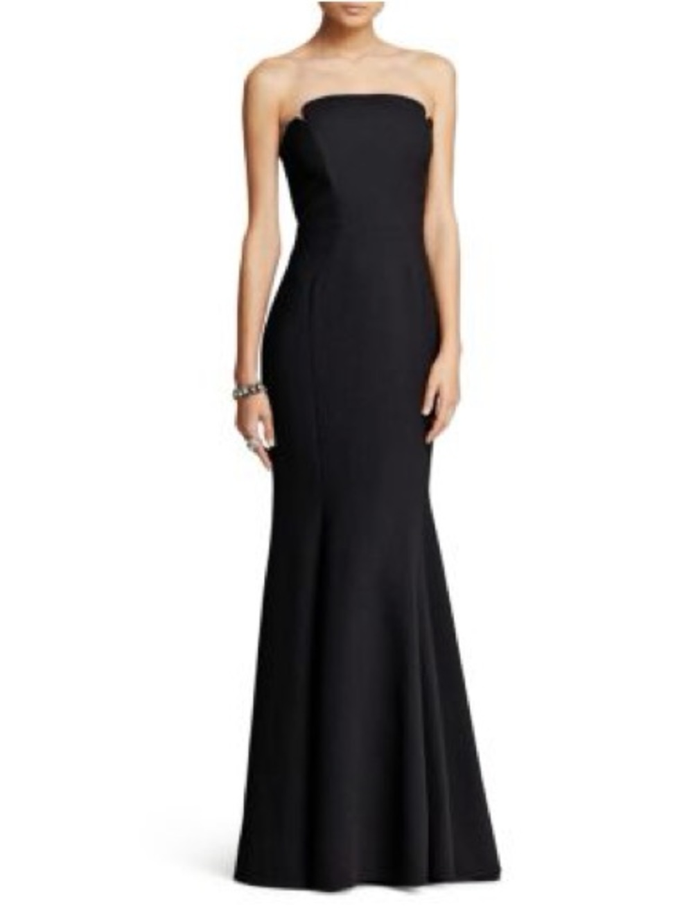Jill Stuart Deco Black Strapless Trumpet Formal Gown XS